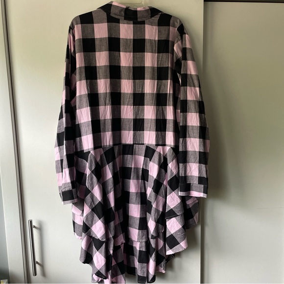Lane Bryant pink black embellished flannel top - Picture 6 of 7
